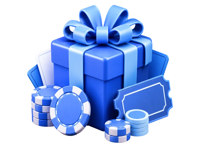 Blue gift box with casino chips